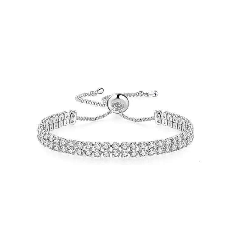 Bracelet set white zircon tennis drawstring single double row dia bracelet