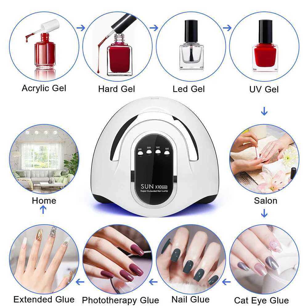 SUN X0 MAX UV LED Nail Dryer 280W 66LEDs Gel Polish Curing Lamp with 4 Timers Automatic Sensor LCD Display Quick Dry Manicure W250513