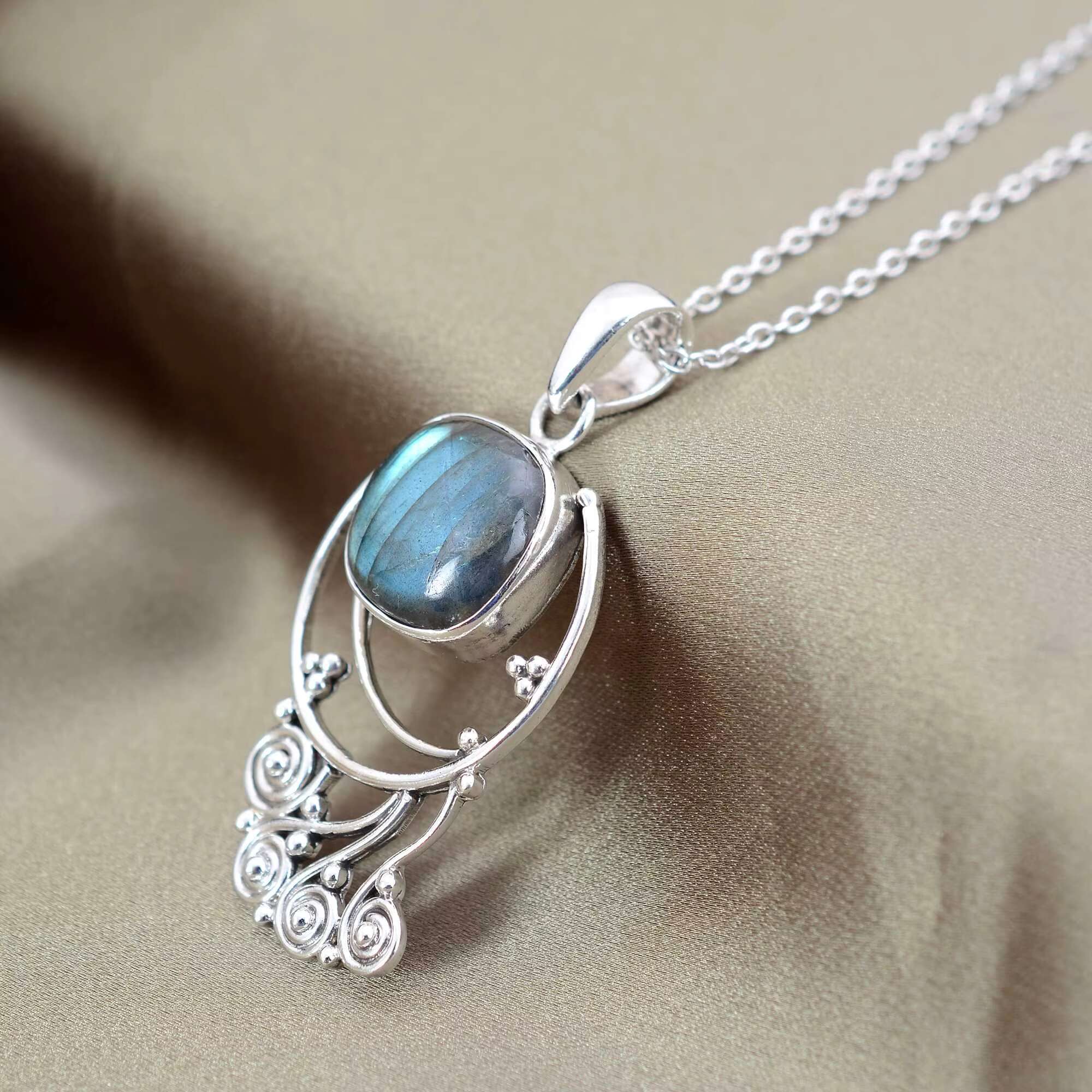 Shining fashion S pure sier natural Labrador geometric pendant necklace for women's accessories