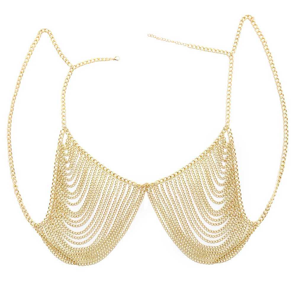 Sexy Chest Bra Chain Body Jewelry Women Metal Chain Multi Layer Body chain Jewelry Beach AccessoriesT250513