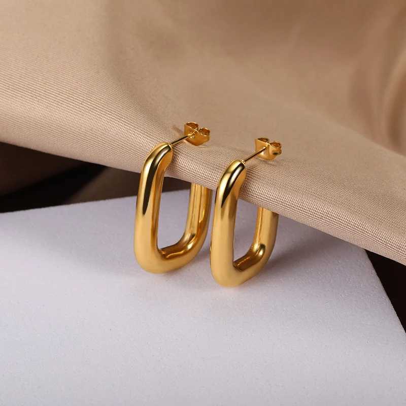 Classic Stainless Steel Women Earrings Trendy Gold Color Small Large Circle Hoop Earing Punk Hip Hop Jewelry Accessories Y250510
