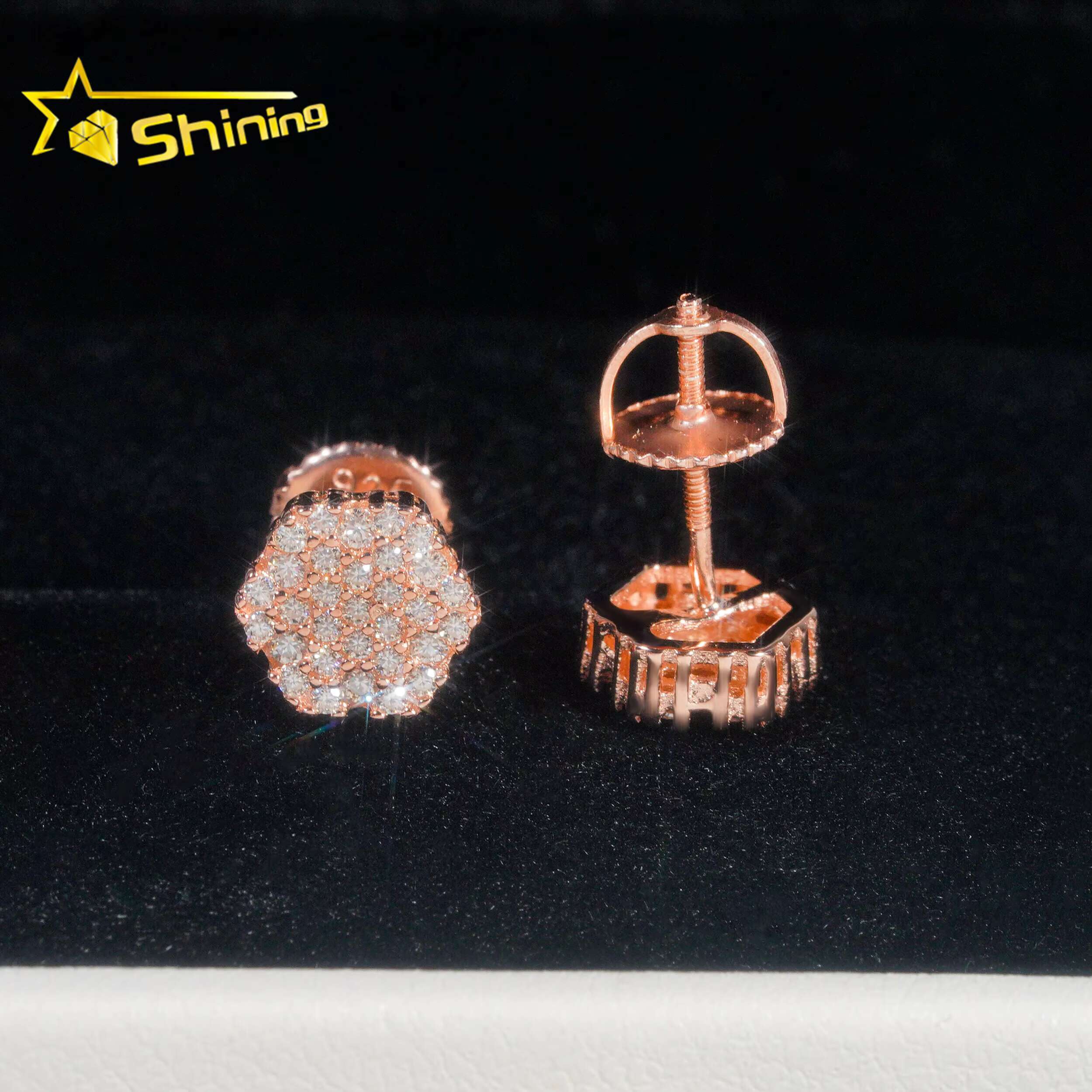Cheapest Earring Hip Hop Jewelry Gold Plated 925 Sterling Silver Iced Out VVS Diamond Moissanite Screw Stud Earrings