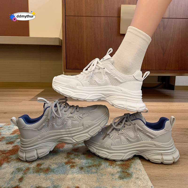 Forest style dad children's summer 2023 new student shoes, breathable mesh surface, Korean version thick soled small white shoes for women ddmyth