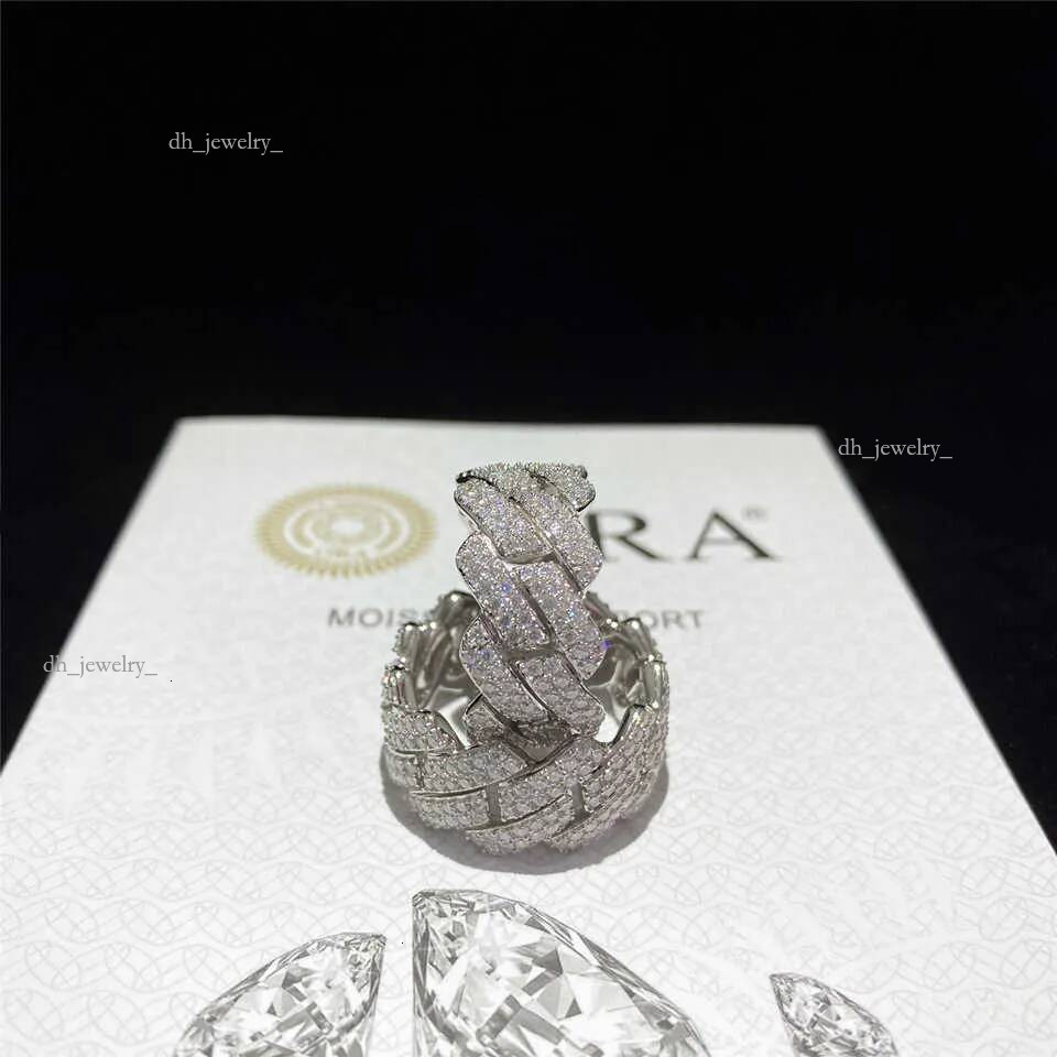 Sterg Sier Iced Out d Color Moissanite Cuban Rings Fine Hip Hop Vvs Dia Finger for Men