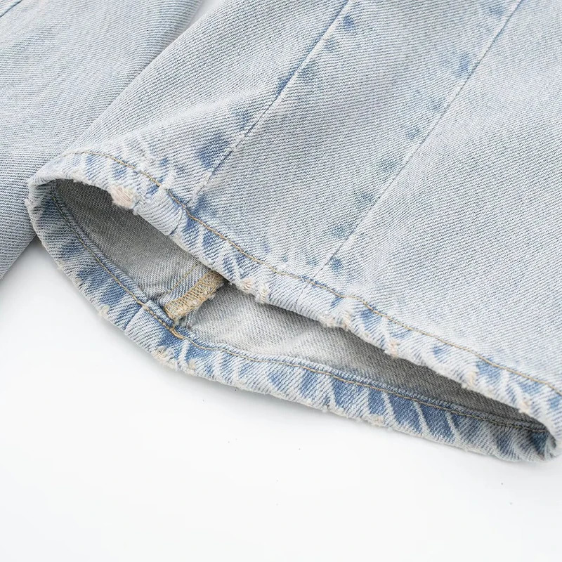 Elegant mid rise womens denim pants vintage washable loose fit suitable for button pockets jeans and s 250506Z