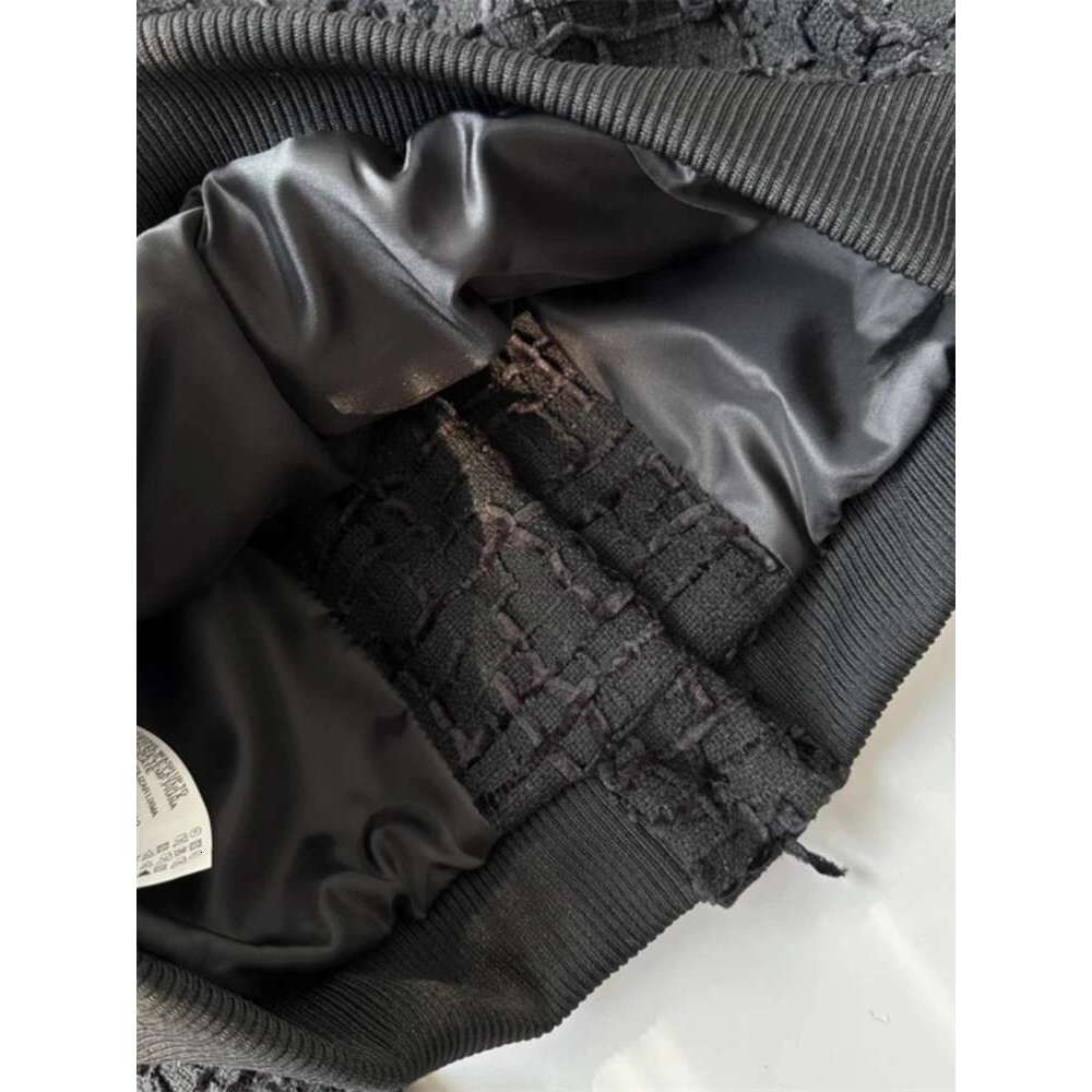 Woman's Textured Short Crew Neck Long Sleeves Cropped Bomber Jacket Coat Single-breasted New Female Chic Outerwear