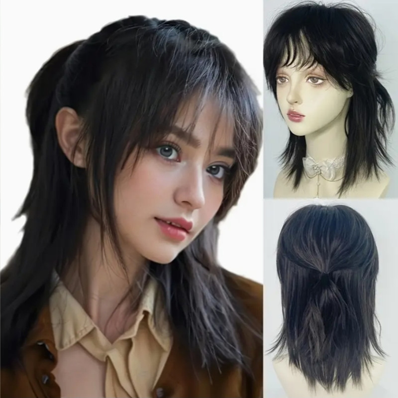 High-Density Long-Straight Anime Male Costume Wig With Rose Netted Base