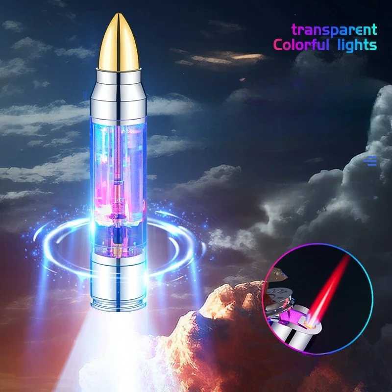 New Windproof Mini Inflatable Lighter Jet Flame Transparent Color Light Torch Lighter Cigarette Accessories Smoking Gifts Y250513