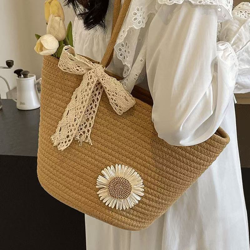 2025 new bag, large capacity hand woven bag, early spring new item, women's designer handbag, women's outdoor beach vacation bag