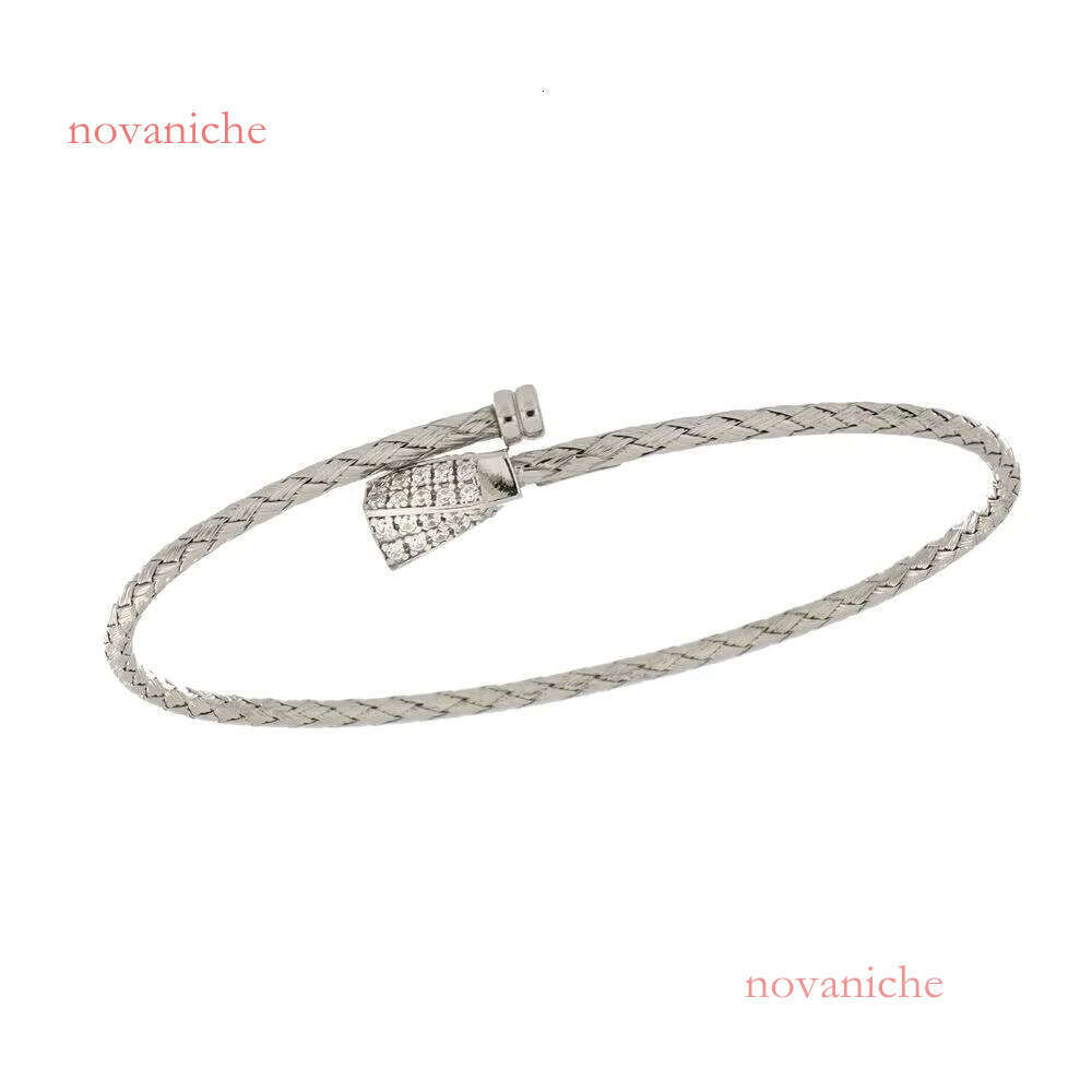 Made in Italy Sier Braided Bracelet Pave Cz Detail Handcrafted Elegant Lightweight Jewelry