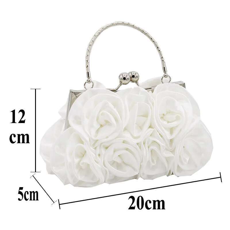 Designer Bag 2025 Fashion Silk Rose Flower Women's Wedding Bridal Clutch Metal Chain Shoulder Bag Lady Crossbody Bags Luxury Bag