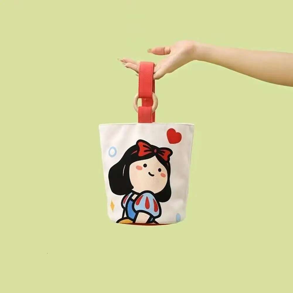 Cartoon Girl Canvas Bucket Korean Style Shoulder Y2k Outing Shopping Women Sweet Cute Handbag Student Lunch Bag