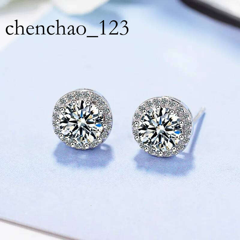 S sterling sier round stud earrings big stone shining crystal bling dia designer love earring earings ear rings for women wedding jewelry