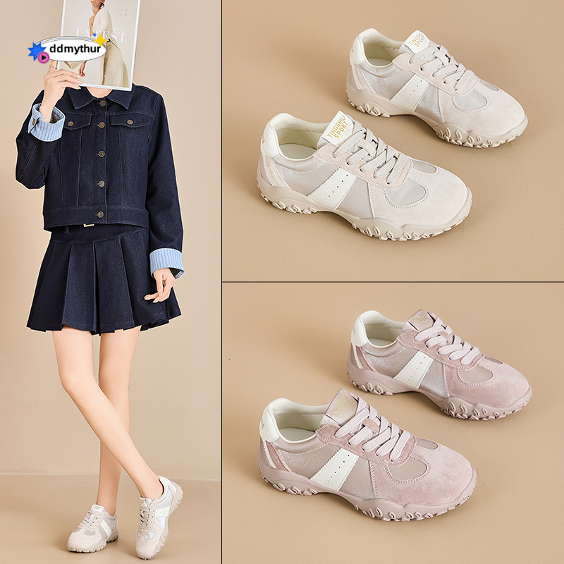 Genuine leather Forrest Gump women in spring 2025, new color blocked junior high school moral training for women, thick soled versatile casual women&#