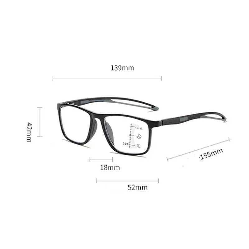 TR90 Sports Smart Photochromic Reading Glasses for Women Men Finished Progressive Multifocal Presbyopia Eyeglasses with Diopter W250513