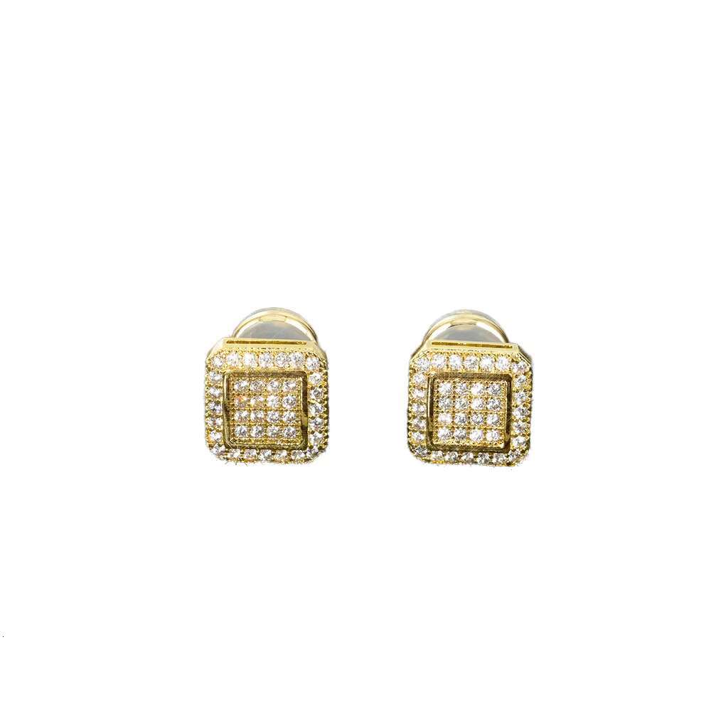 Wholesale Hot Selling Mens Square S925 Silver Moissanite Street Earrings Full Diamond Hip Hop Jewelry