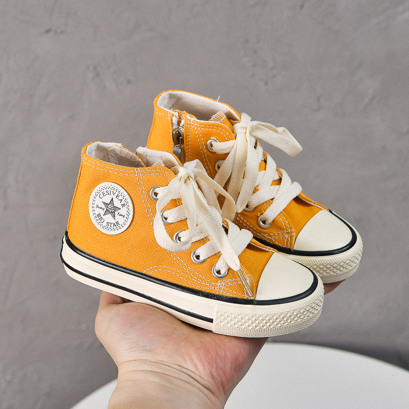 Kids Canvas Shoes for Girls Baby Boys Candy Color High Top Shoes Happysteps Sneakers Toddler Casual Summer Cloth Shoes Board Trainers Sizes US4C-4Y H0