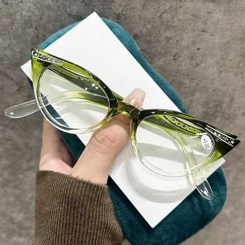 Classic Candy Color Reading Glasses New Diamond Inlaid Cat Eye Presbyopia Glasses Men and Women Eyeglasses Diopter 0 To +4.0 W250513