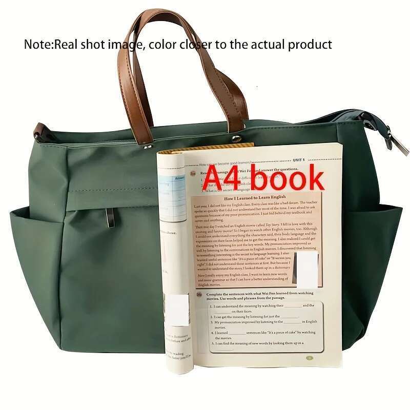 Stylish Nylon Women Tote Shoulder Bag Featuring Two Pockets Large Capacity Commuting Handbag