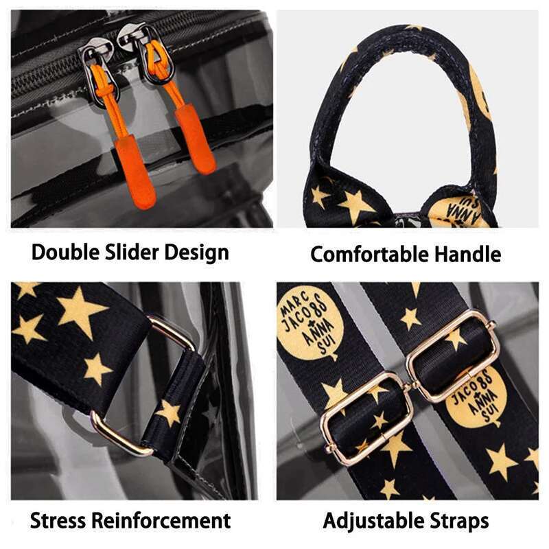 TINYAT Durable Transparent Student Backpacks Waterproof Mini Capacity Solid Color For Women Travel Music Concerts Use