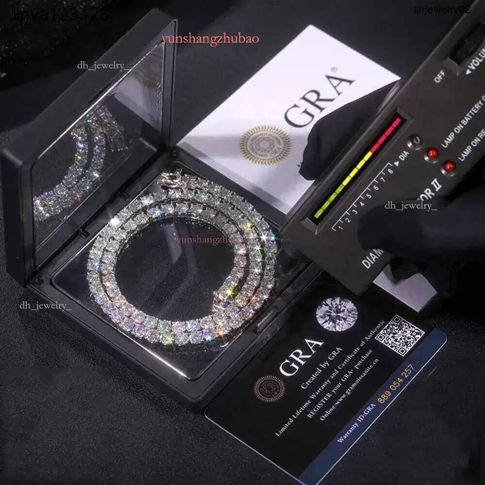 5mm Width Iced Out Dia Mossanite Tennis Men Women Gold Chain Pass VVS Dias Test Hip Hop Jewelry sier Necklace