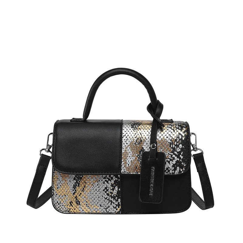 Designer Pack New Fashionable Snake Skin Pattern Splicing Handheld Small Square Trendy Color Contrasting Single Cross Shoulder Women S Bag Free Shippi