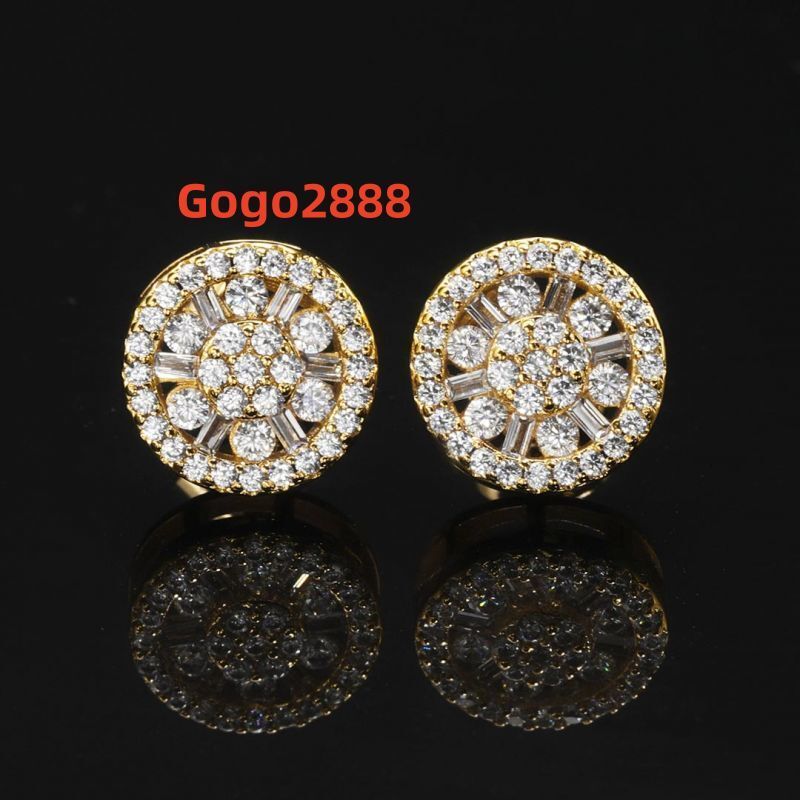Hip Hop Luxury Jewelry 925 Sterling Silver Moissanite Earring Iced Out VVS Halo Diamond Baguette Studs Earrings