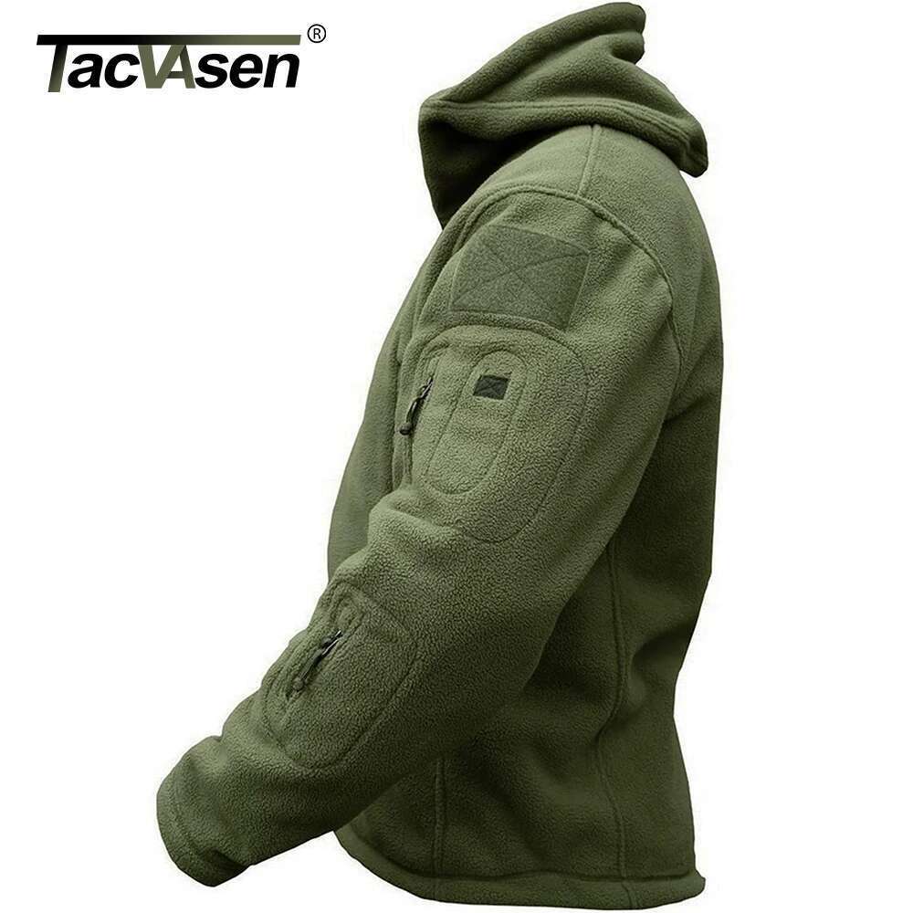 TACVASEN Men's Hoodie Fleece Jacket Fall Winter Warm Full-Zip Outdoor Hiking Working Camping Coat with Multiple Zippered Pockets