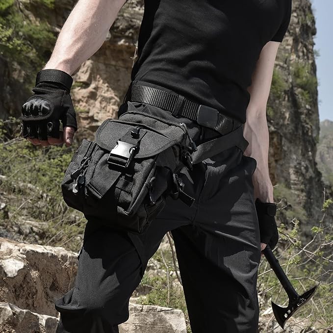 VOTAGOO Waterproof Military Tactical Drop Leg Pouch Bag Type B Cross Over Leg Rig Outdoor Bike Cycling Hiking Thigh Bag