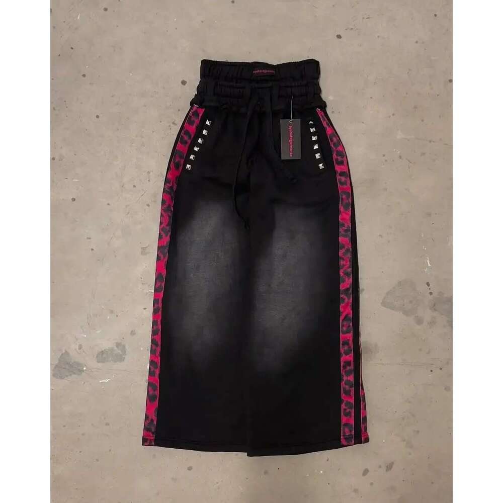 2025 New Popular Fake Two piece Wide Leg Pants Printed Series Youth Couple Round Neck T-shirt
