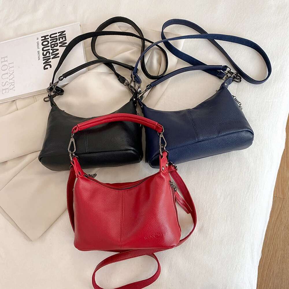 Women Stylish Crossbody Large Capacity Cowhide Casual Satchel Adjustable Strap Vintage Underarm Bag For Outdoor Travel