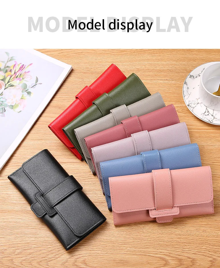 Elegant Womens Long Wallet Leather Trifold Clutch Wallet Credit Card Holder Ladies Cute Pink Wallet Purse with Zip Coin Pocket 250512