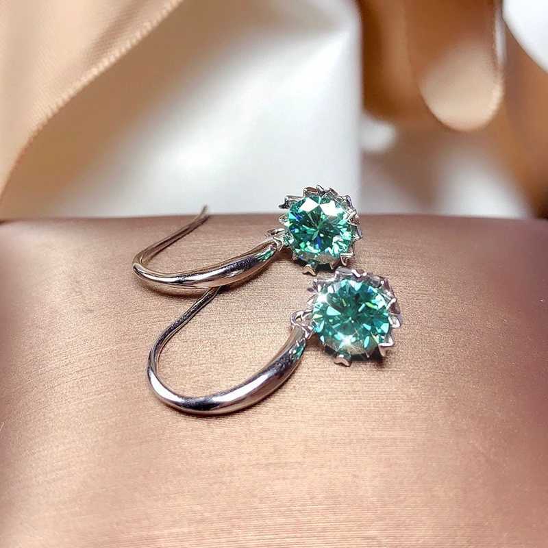 Blue Green Pendant Shining Stud Earrings 1 Carat Super Shiny Snowflake Earrings Women Fashion Jewelry 2022 New Earrings Y250510