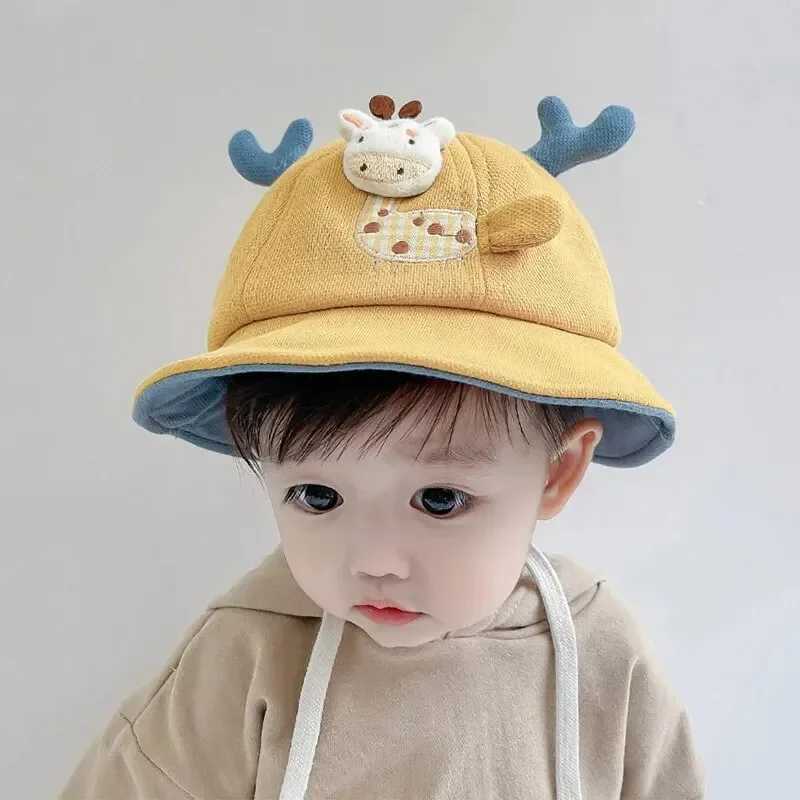 Cartoon Giraffe Baby Bucket Hat Spring Summer Cotton Boys Girls Fisherman Hats Outdoor Casual Kids Sun Cap R250512