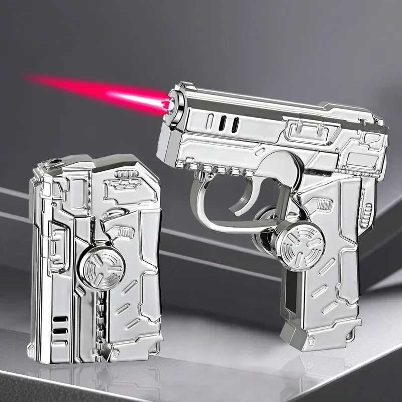 2025 Multi Functional Folding Dual Form Decompression Gyro Gun Shaped Lighter With Creative Deformation And Windproof Red Flame Y250513