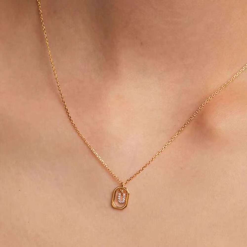 Gold plated cubic zirconia jewelry, pure sier first letter pendant necklace