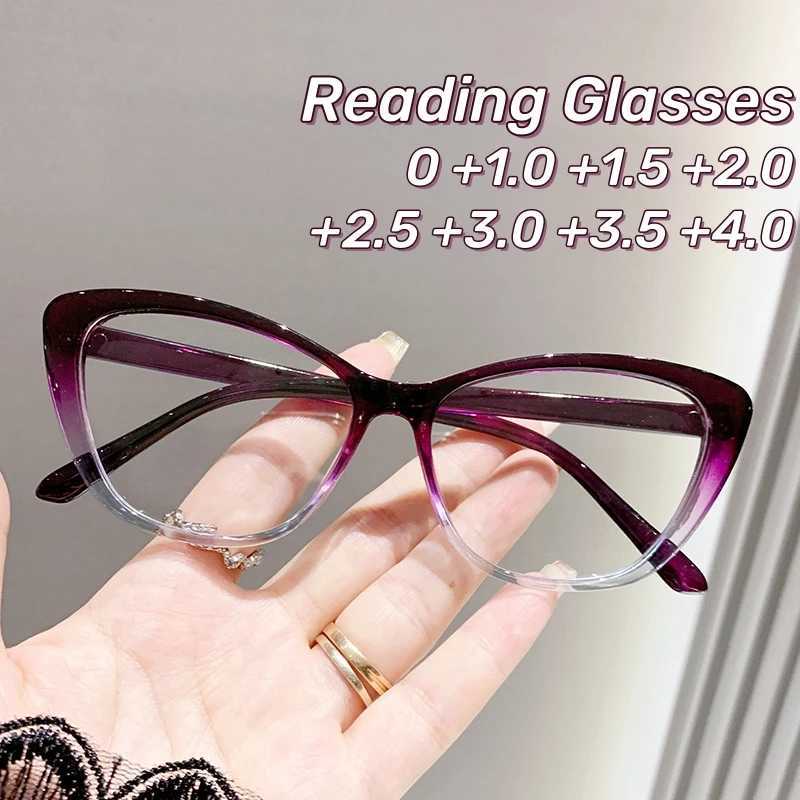 Anti Blue Light Transparent Eyeglasses Vintage Cat Eyes Frame Reading Glasses High-end Tortoiseshell Color Presbyopia Glasses W250513
