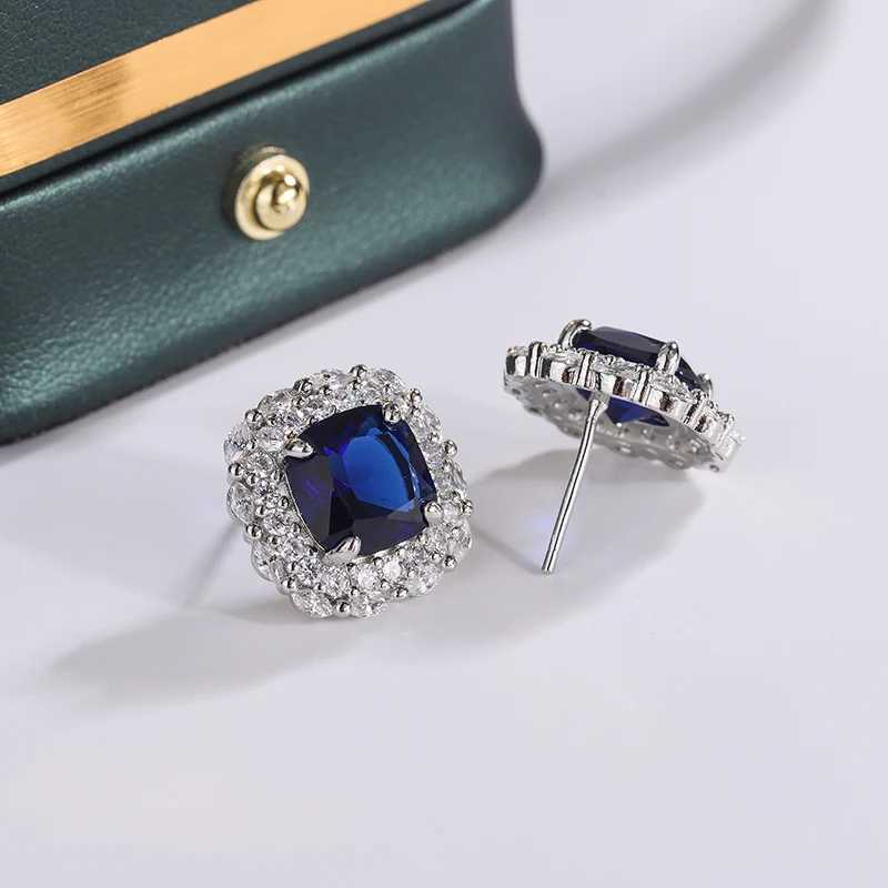925 Silver Plated Earrings for Women Shiny AAAA Blue Zircon Earrings Stylish Sterling Silver Jewelry Anniversary Gift Earring Y250510