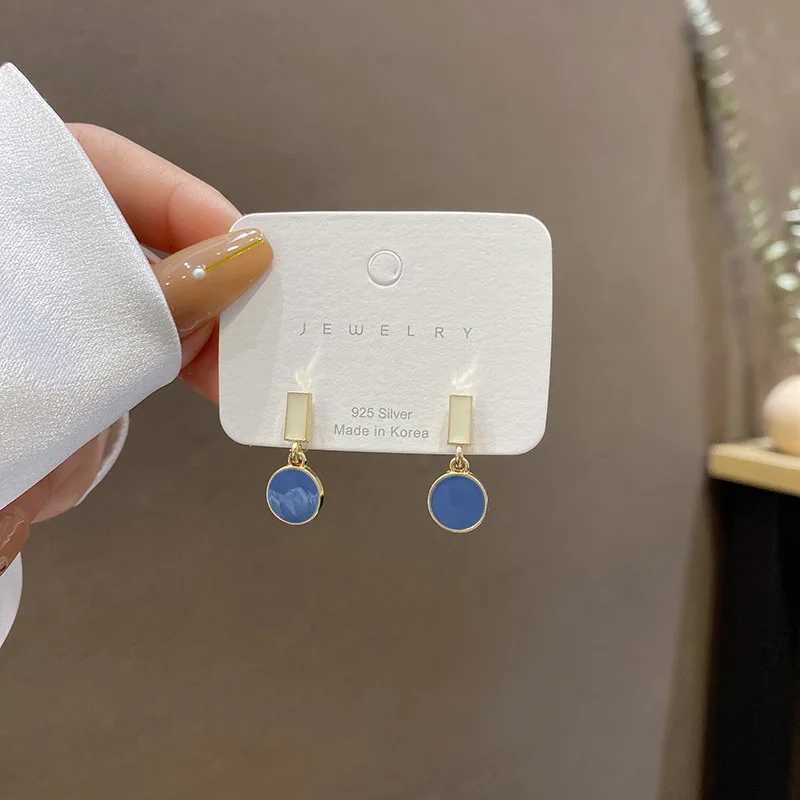 Korean Round Square Enamel Pendant Earring New Temperament Simple Contrast Color Earrings Lovely Jewelry Wholesale Gift Y250510