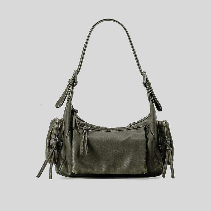Vintage Armpit For Punk Women Handbags Retro Washed Pu Leather Shoulder Crossbody Bags Y2k Small Motorcycle Bag 2024