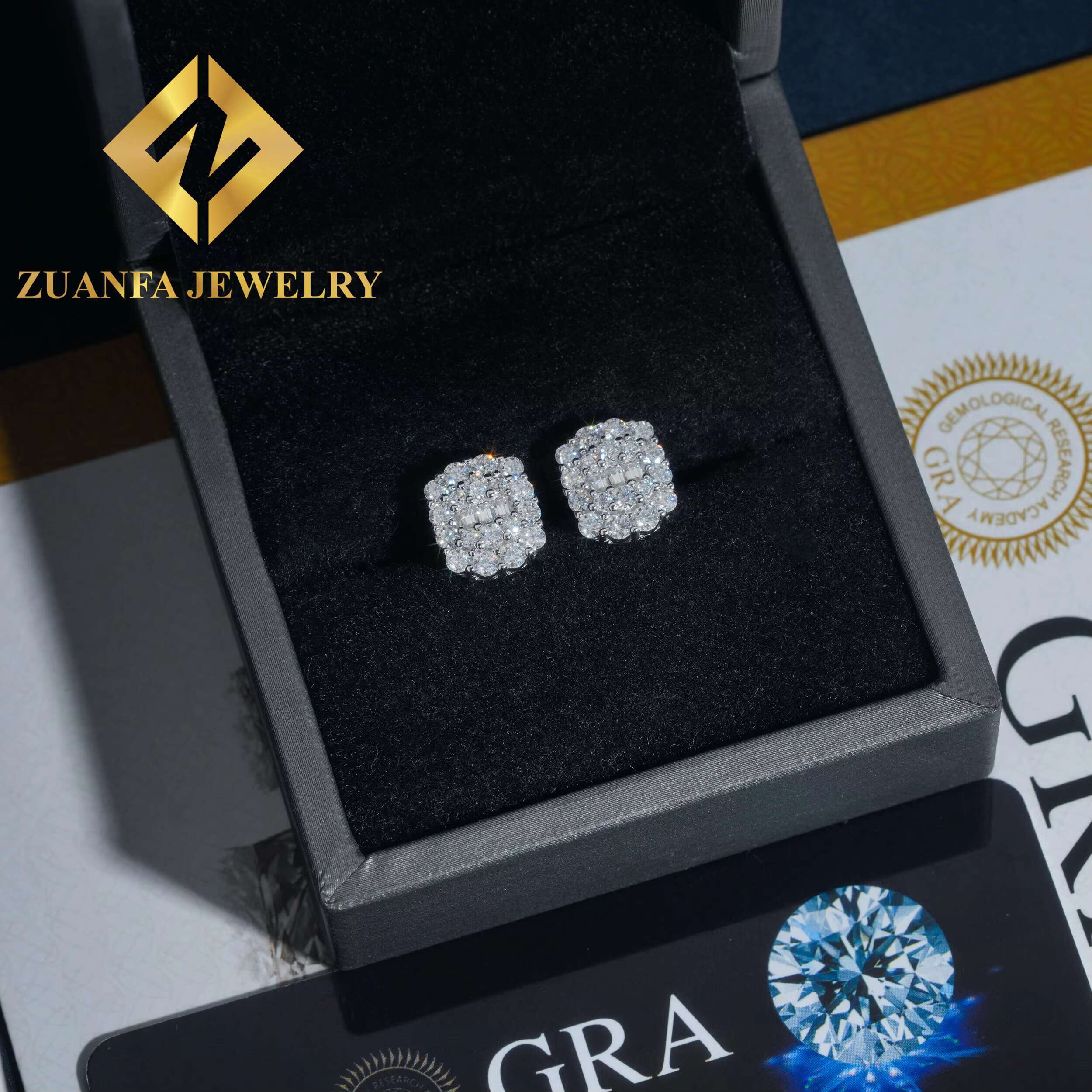 Wholesale Price Stud Earring Hip Hop 925 Sterling Silver Pass Diamond Tester GRA Certified Moissanite Luxury Stud Earring