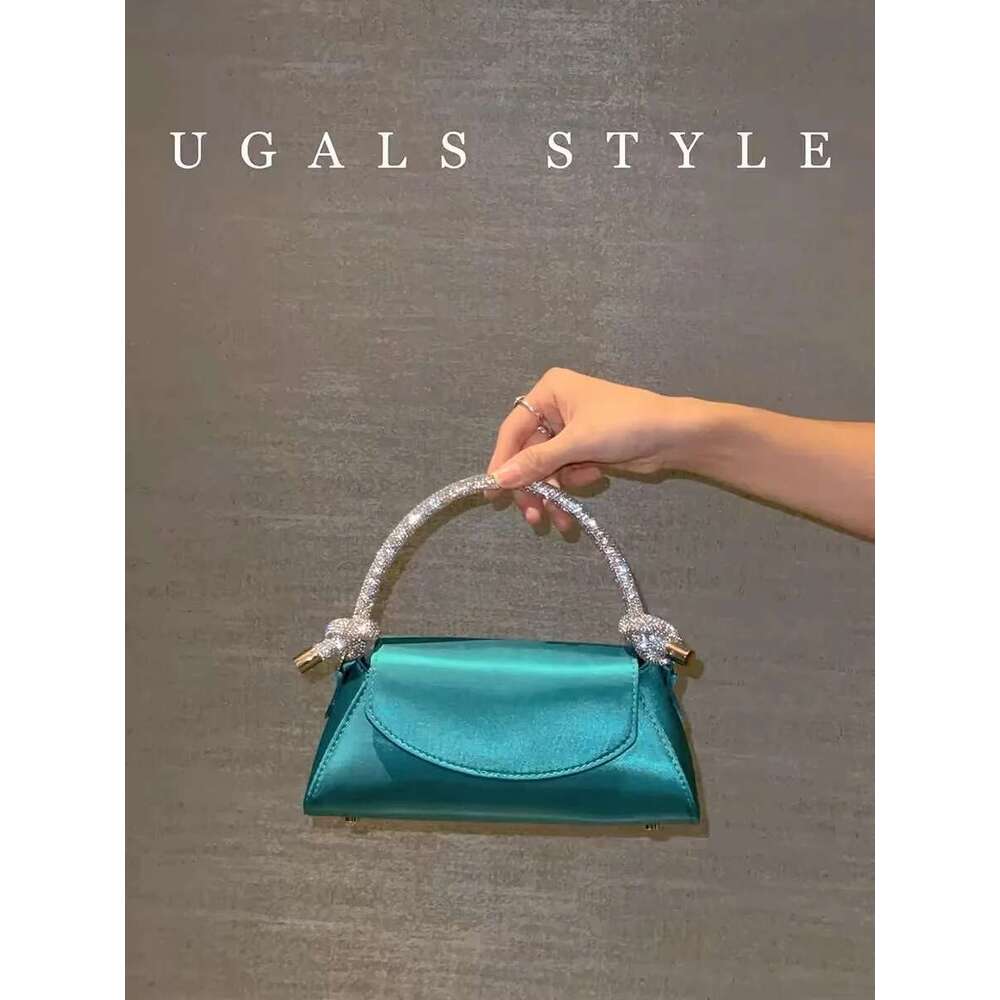 Fashion Women's Handbag Satin Square Glitter Shiny Dia Handle Evening Wedding Party Clutch Purse Shoulder Bag