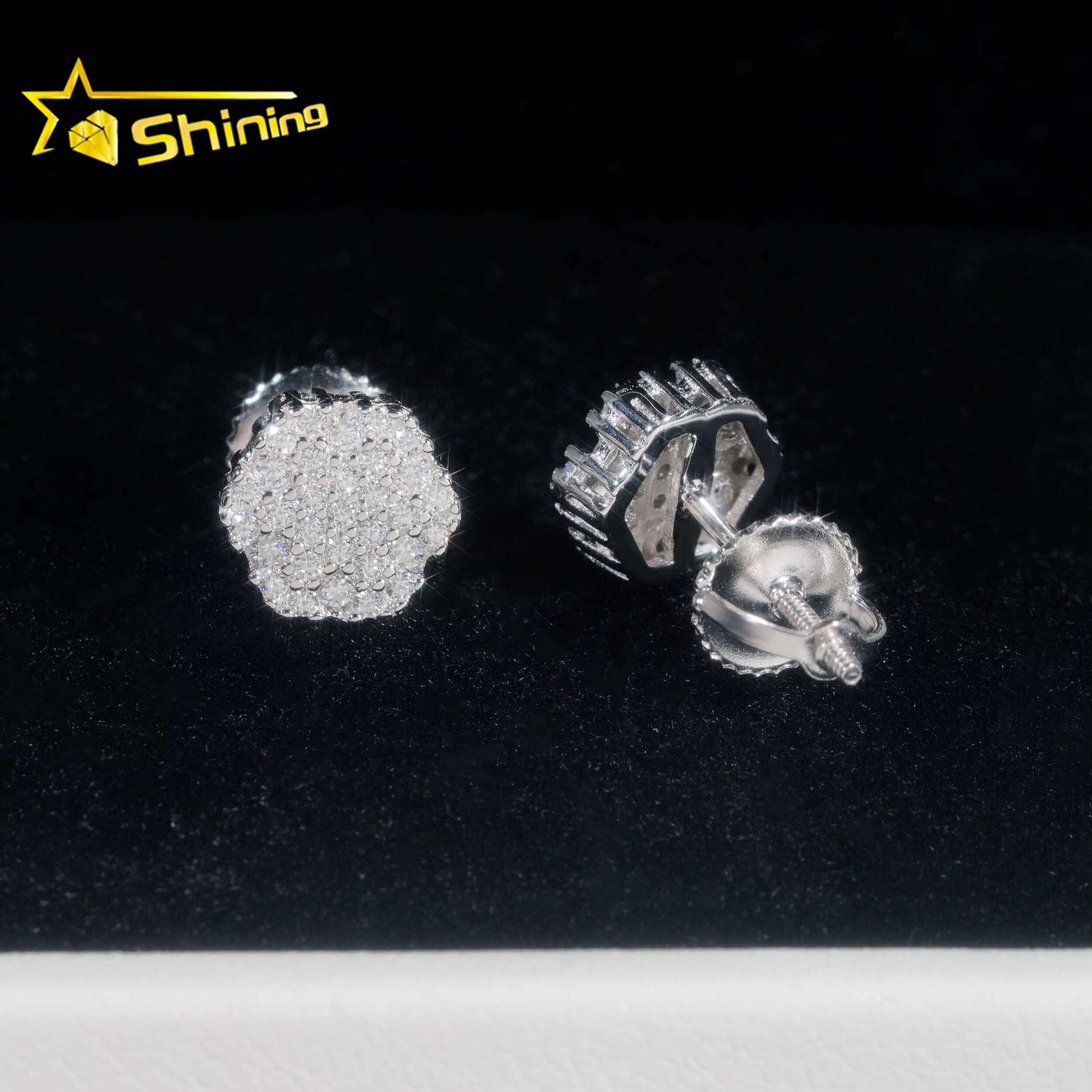 Cheapest Earring Hip Hop Jewelry Gold Plated 925 Sterling Silver Iced Out VVS Diamond Moissanite Screw Stud Earrings