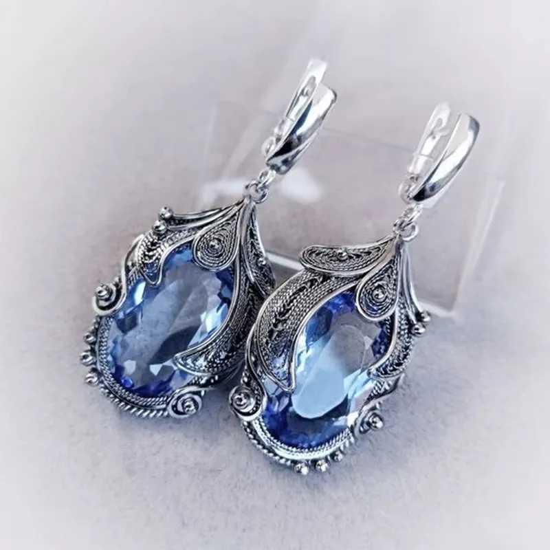New Classic Fashion Blue Zircon Womens Creative Earrings Jewelry Y250510