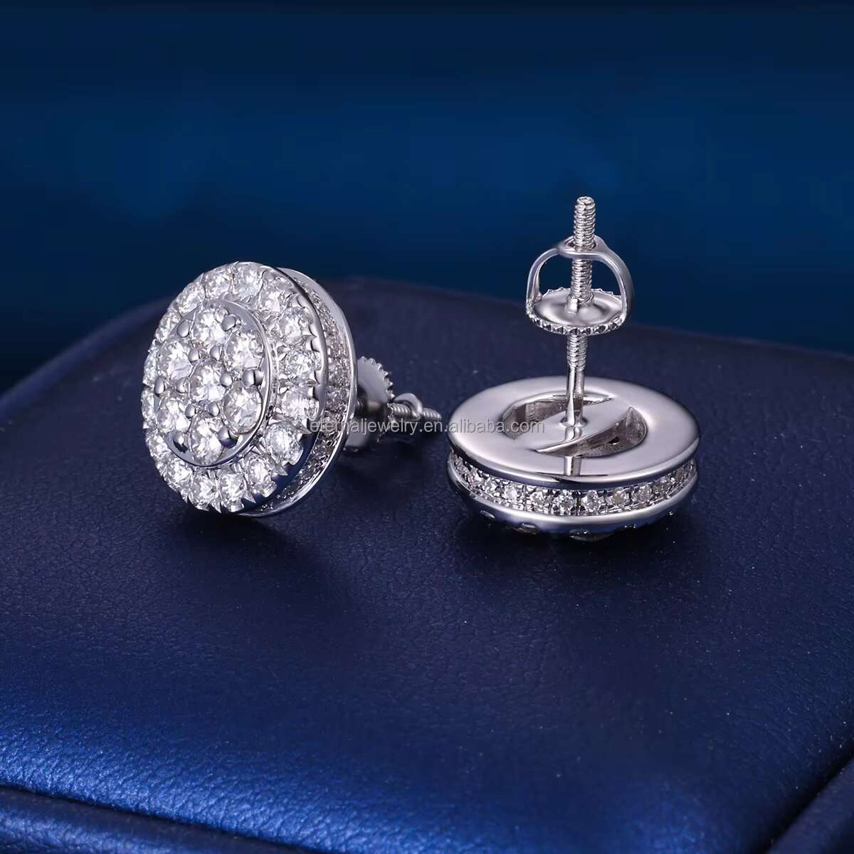 Men Hiphop Streetstyle S925 VVS 9K 10K 14K 18K Moissanite CVD Lab Diamond Cluster Flower Stud Earrings with Certificate
