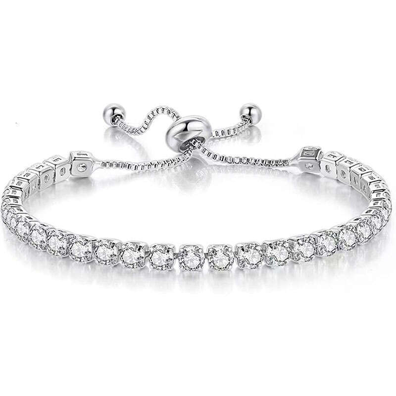Bracelet set white zircon tennis drawstring single double row dia bracelet