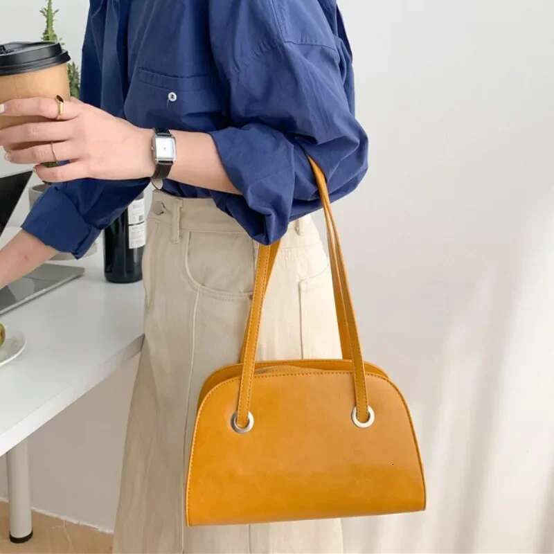 Korean Fashion PU Underarm Bags Women 2025 All Match Simple Solid Shoulder Bag Office Lady Classic Style Handbag Bolsa Mujer