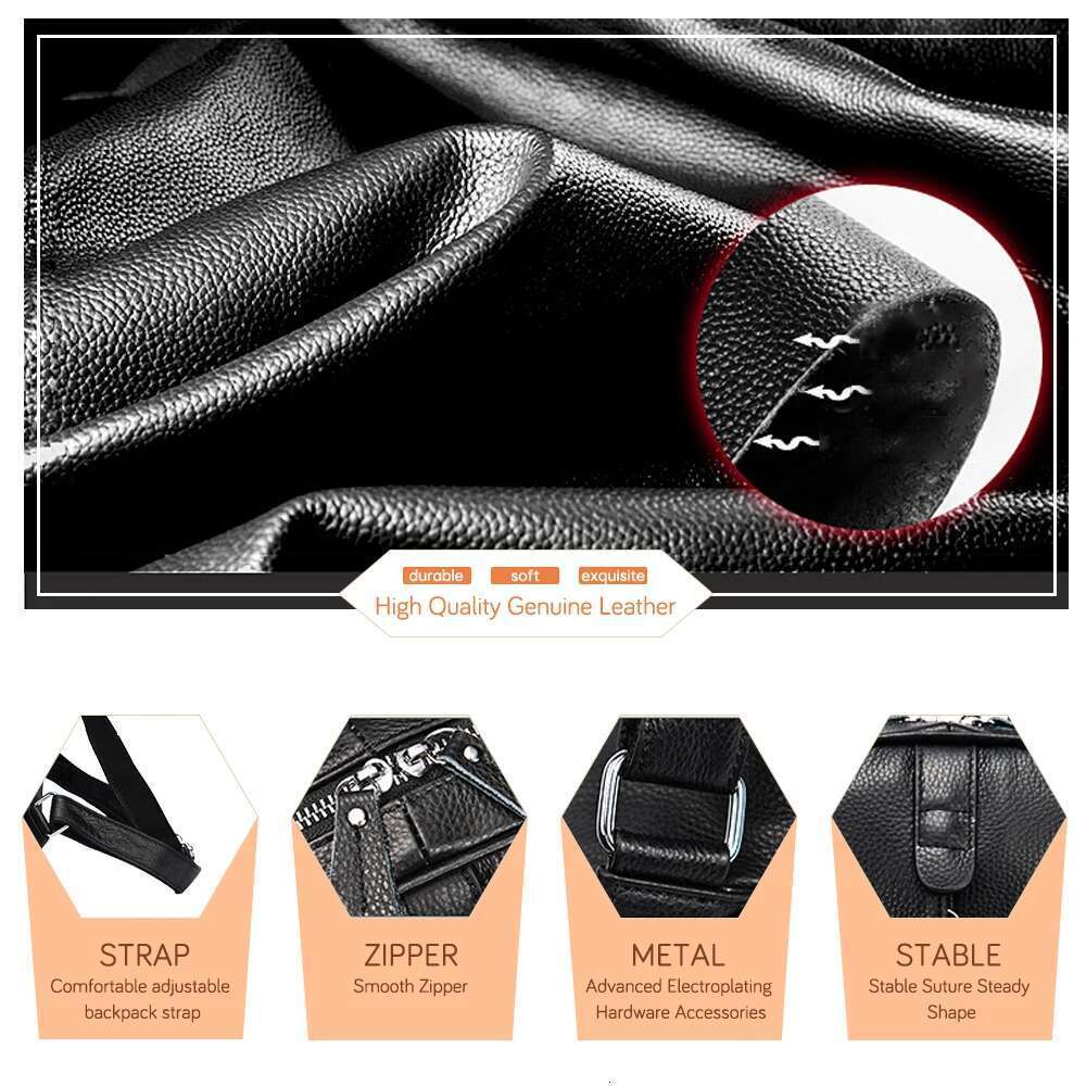 Zency 100% Soft Genuine Leather Fashion Women Backpack Casual Travel Back Pack Bag Preppy Style Girl's Schoolbag Laptop Knapsack