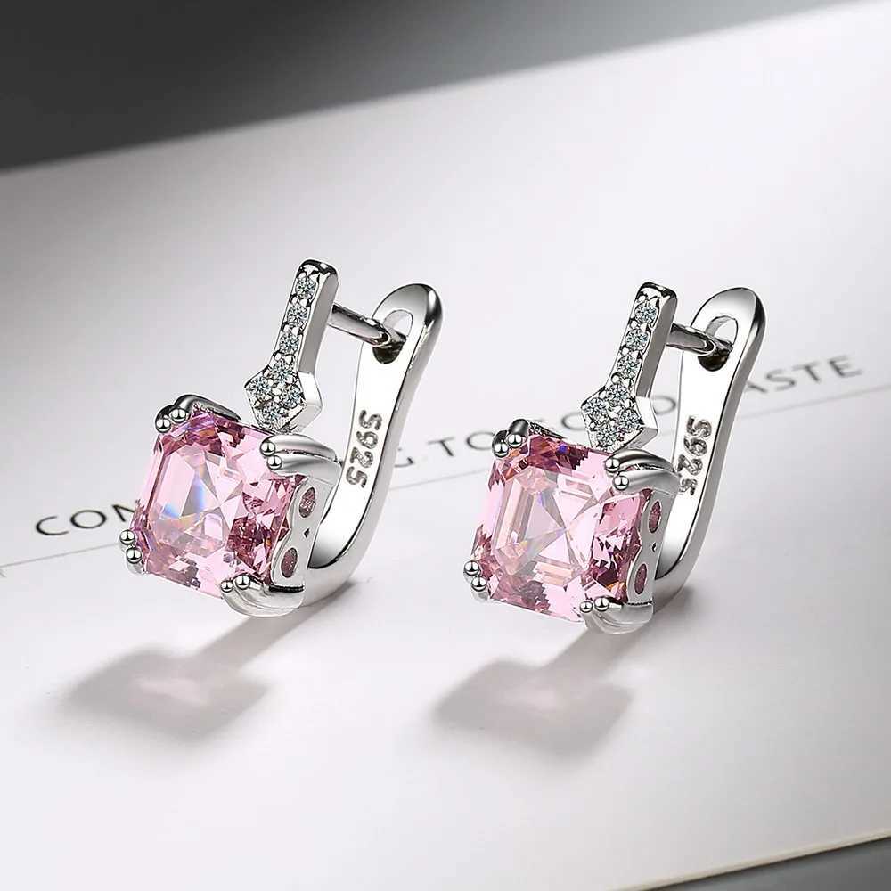 Silver Color Square Zircon Earrings for Women Girl Simple Korean Fashion 925 Silver Needle Ear Buckles Earring Trendy Jewelry Y250510