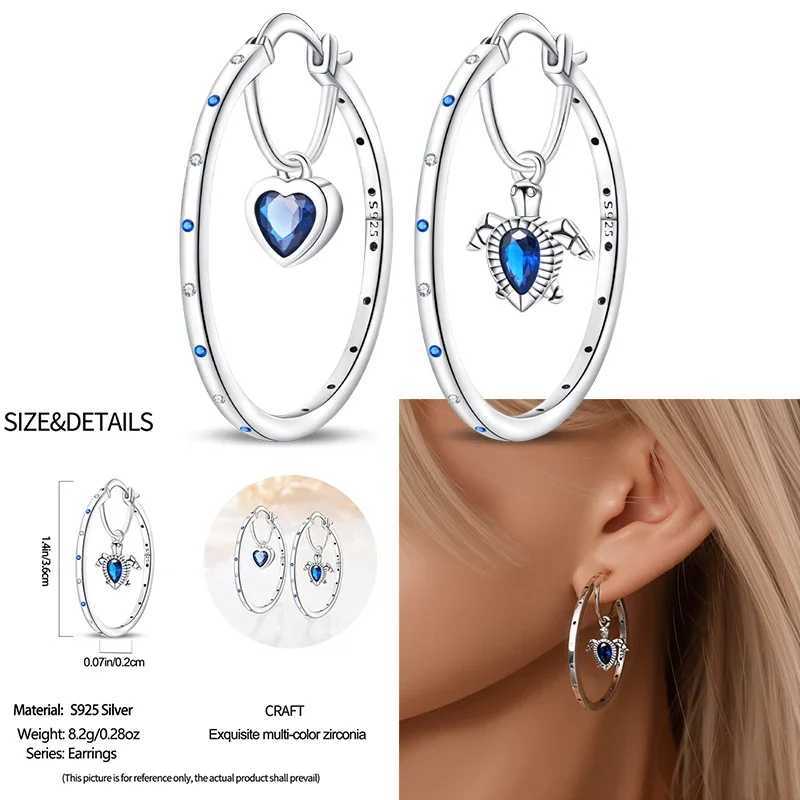 2024 New 925 Sterling Silver Exquisite Four Leaf Ladybug Sea Turtle Star Hoop Earrings Women Engagement Wedding Jewelry Gift Y250510